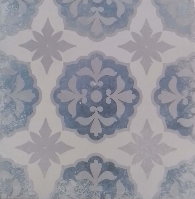 Verona Blue Pattern matt porcelain 200x200x10mm TILEJOB