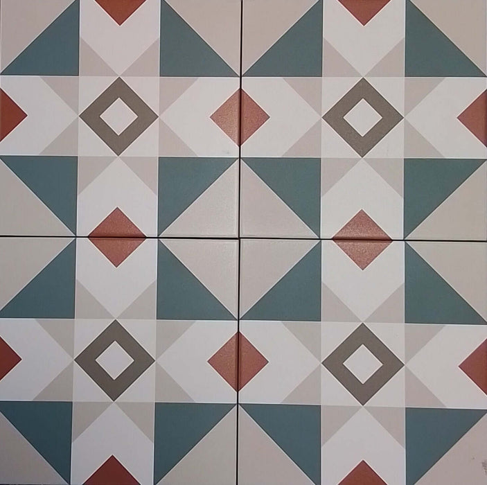 Geometry red matt porcelain 200x200mmx9mm TILEJOB