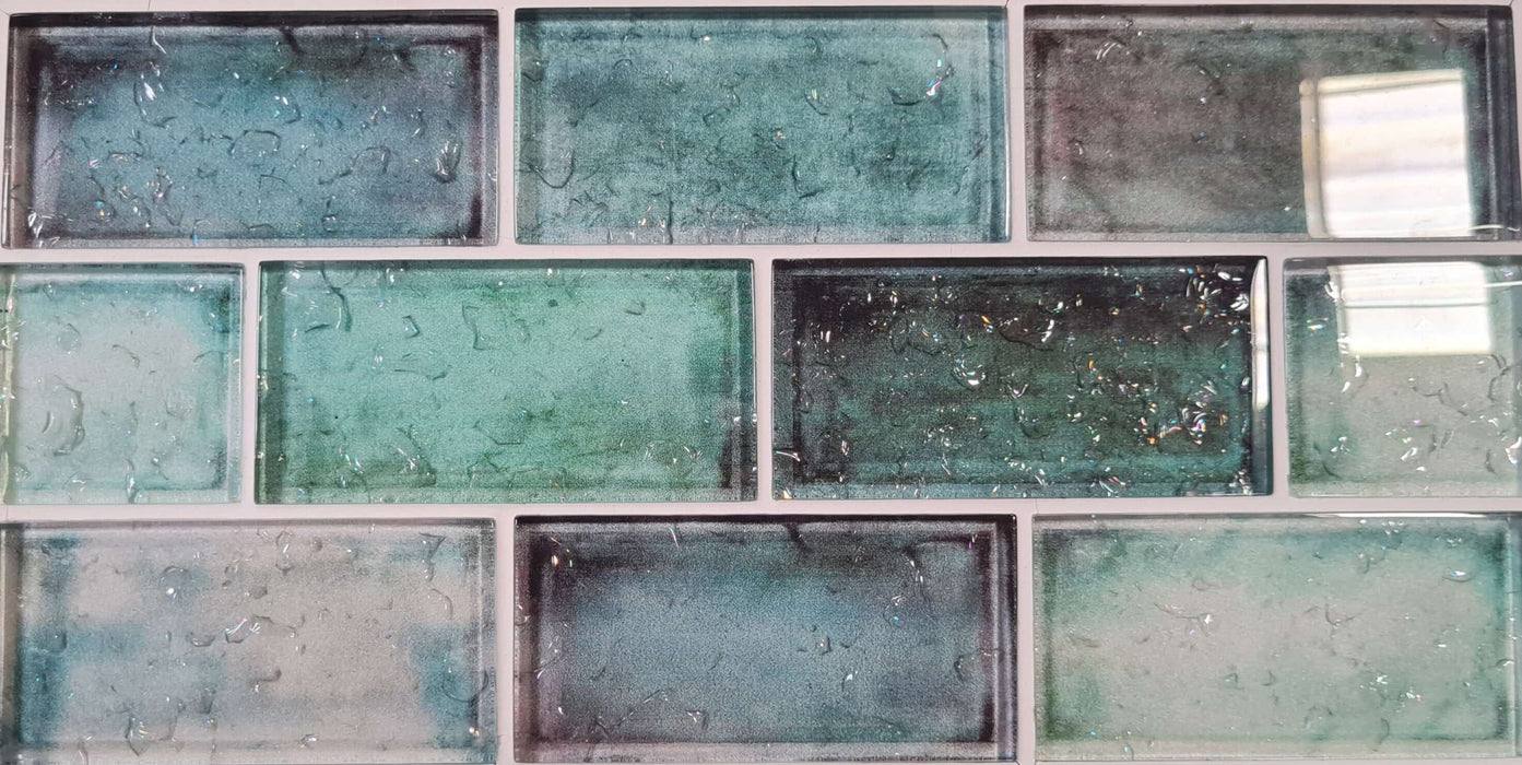 Rainfall Green Mosaic Wall 350x300x8mm TILEJOB