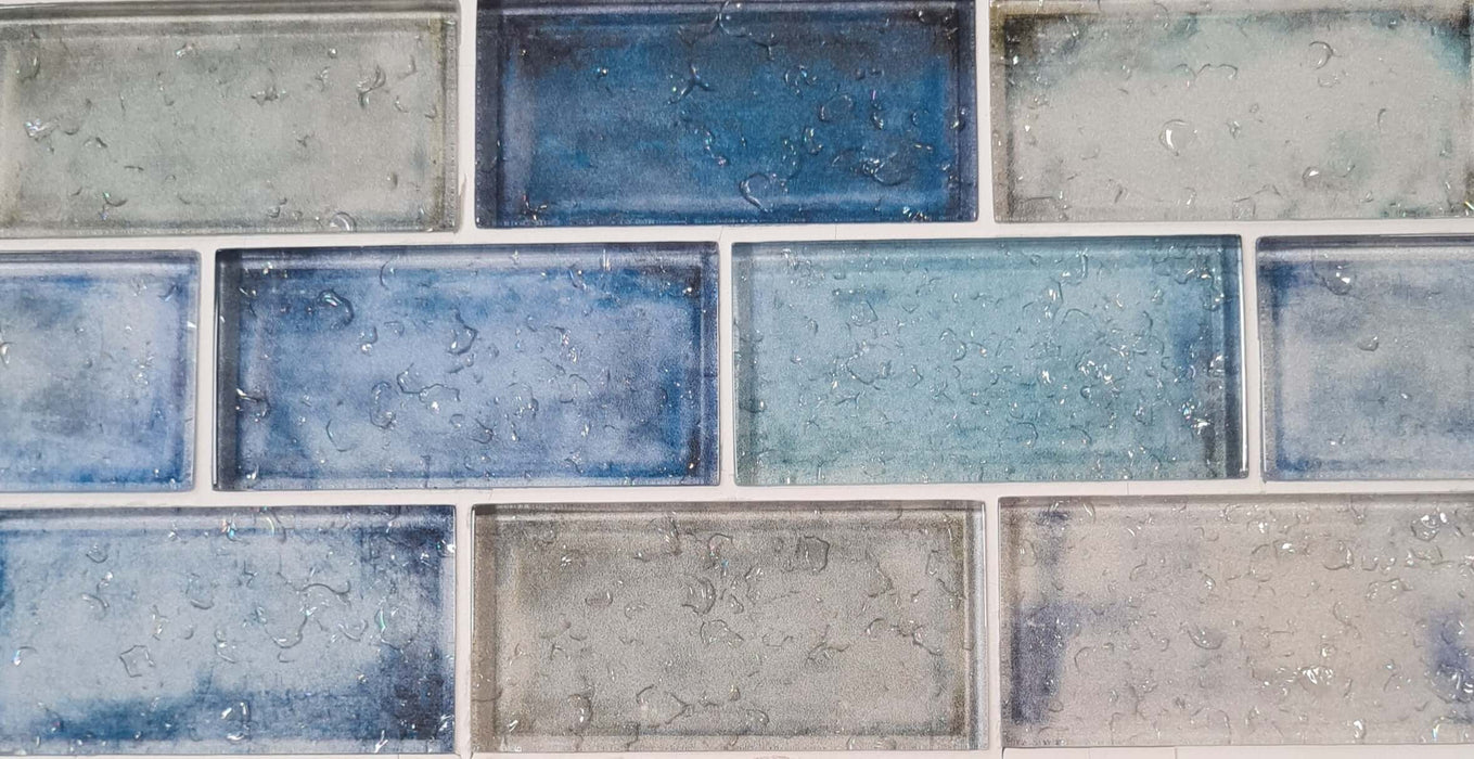Rainfall Blue Mosaic Wall 350x300x8mm TILEJOB