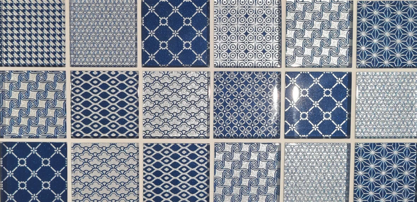 Tapestry Blue Mosaic Wall 300x300x8mm TILEJOB
