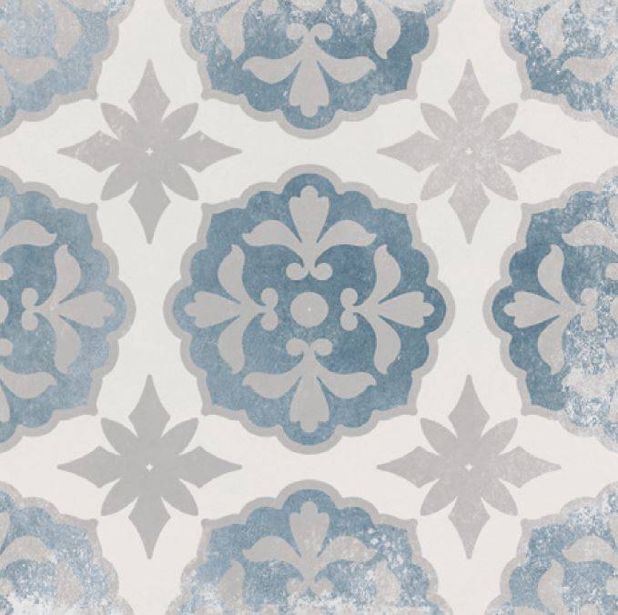 Verona Blue Pattern matt porcelain 200x200x10mm TILEJOB