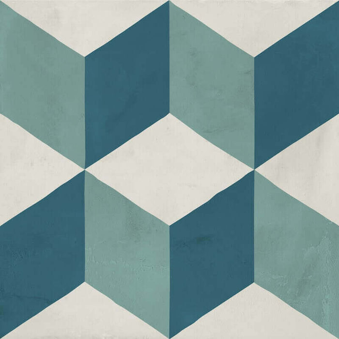 Eden Cube Classic Patterned Tile cut sample TILEJOB.CO.UK