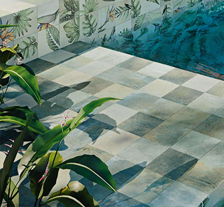 Leaves fantasy green plain 250x250x10mm matt porcelain TILEJOB