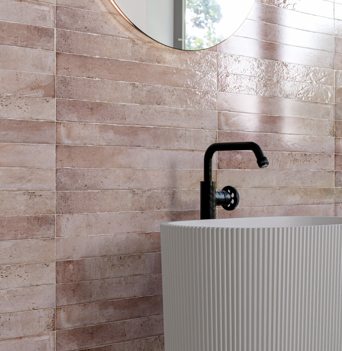 Genesi Pink Brillo porcelain tiles 4.8x45x0.8cm