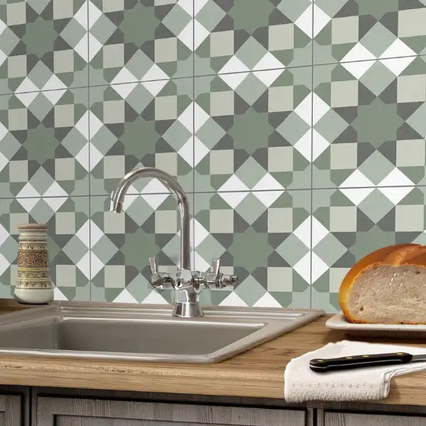 Green Vintage Victorian Era ceramic tiles 20x20cm TILEJOB