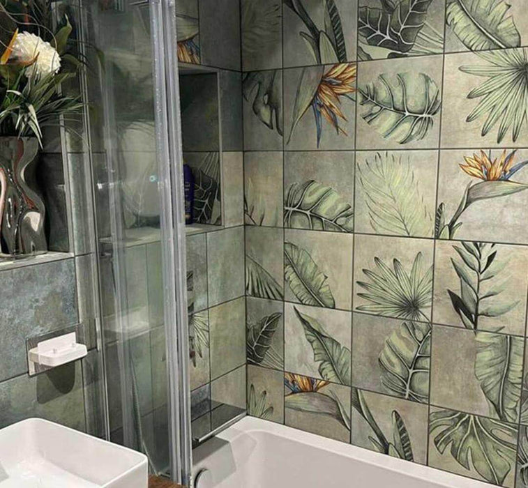Leaves fantasy green 250x250x10mm matt porcelain TILEJOB