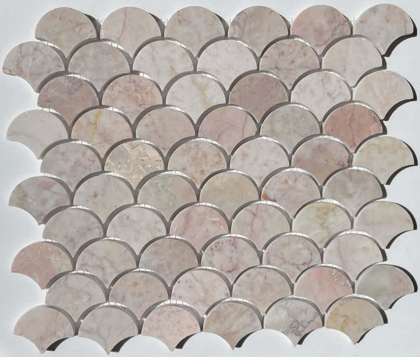 Temini pink marble scale mosaic tiles 29×34.5cm TILEJOB.CO.UK