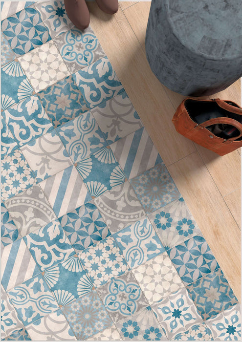 Romano waves blue matt porcelain tiles 210.6x210.6x9mm All tiles TILEJOB