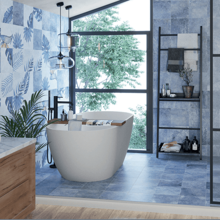 Leaves fantasy blue plain 250x250x10mm TILEJOB