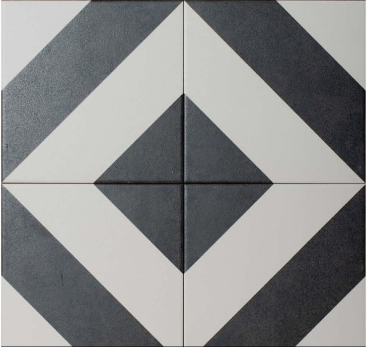 Blanconero Edwardian Black Diamond porcelain 197x197x8mm TILEJOB