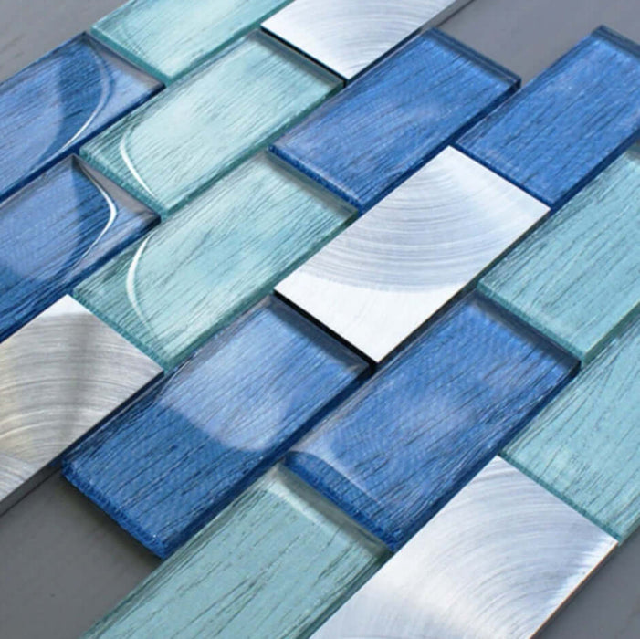 Portland Blue Brick Mosaic Wall 350x300x8mm TILEJOB