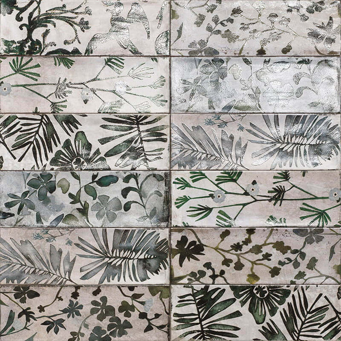 Oxford deco rustic green gloss wall tiles 10x30cm All tiles TILEJOB.CO.UK