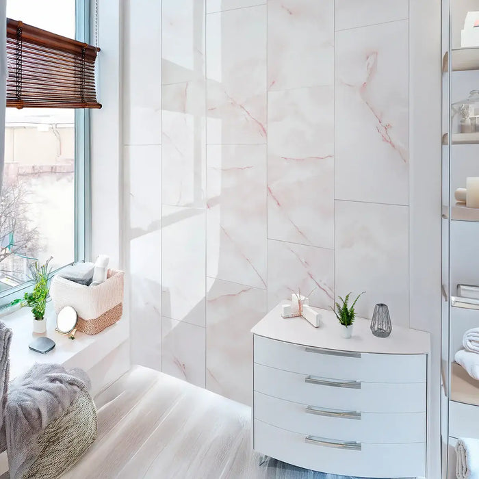 Crystal pink onyx tile gloss 30x60cm TILEJOB.CO.UK