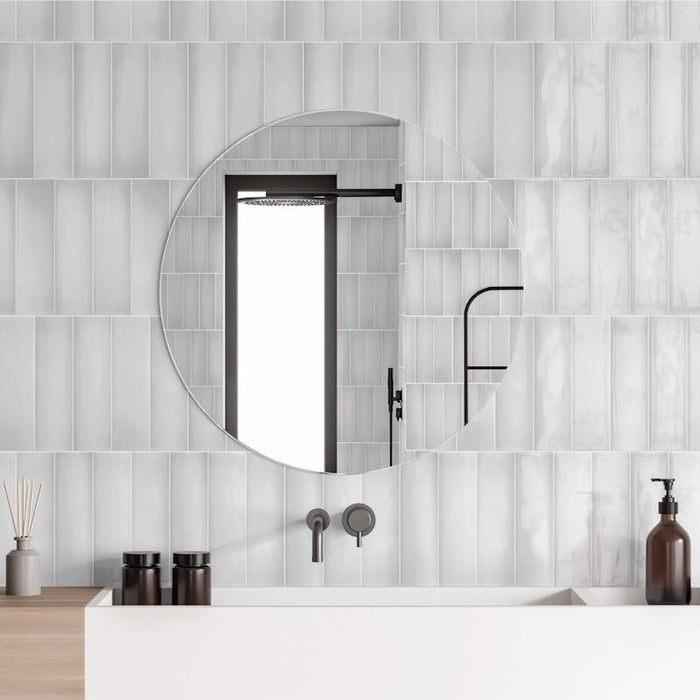 Vitrina White Chalk Gloss Wall Ceramic tiles 7.5x30cm