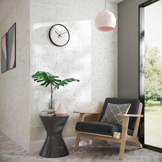 Veneto terrazzo specks colours porcelain tiles cut sample TILEJOB