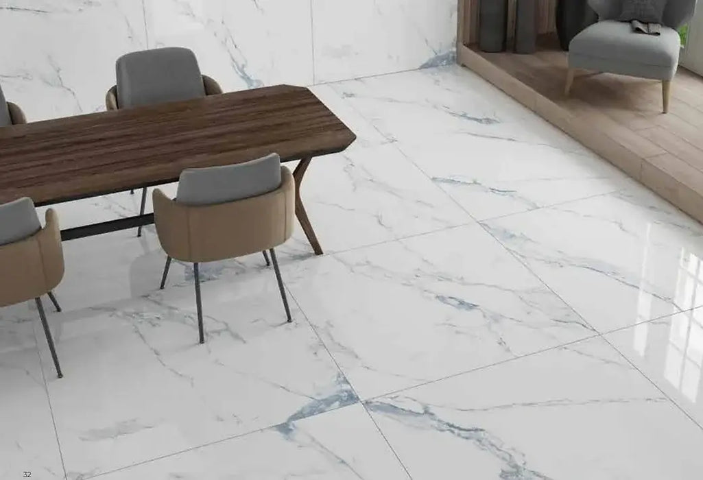 Light Carrara Blue Marble gloss and matt porcelain tiles 60x60cm, 60x120cm All tiles TILEJOB Gloss size 60x120cm