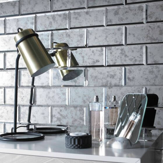Lumiere Bevel Antique Mirror Brick Mosaic 75x150mm All tiles TILEJOB