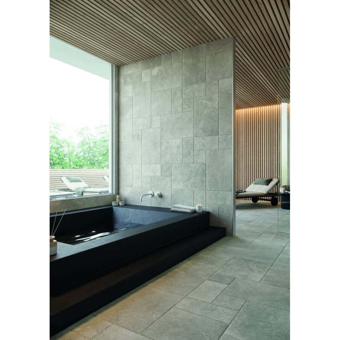 Pietre Lime Grigio modular tiles cut sample TILEJOB.CO.UK