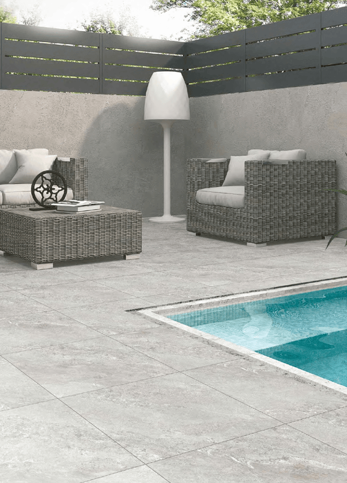 Holton Light Grey outdoor porcelain tiles 60x90x2cm All tiles TILEJOB