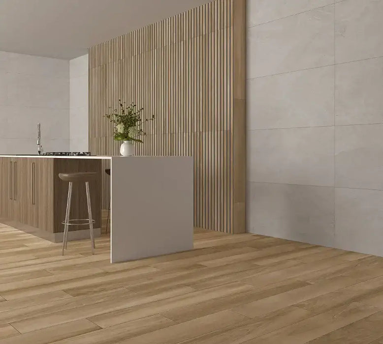 Norwich Light Oak Panel Porcelain tiles cut sample TILEJOB.CO.UK