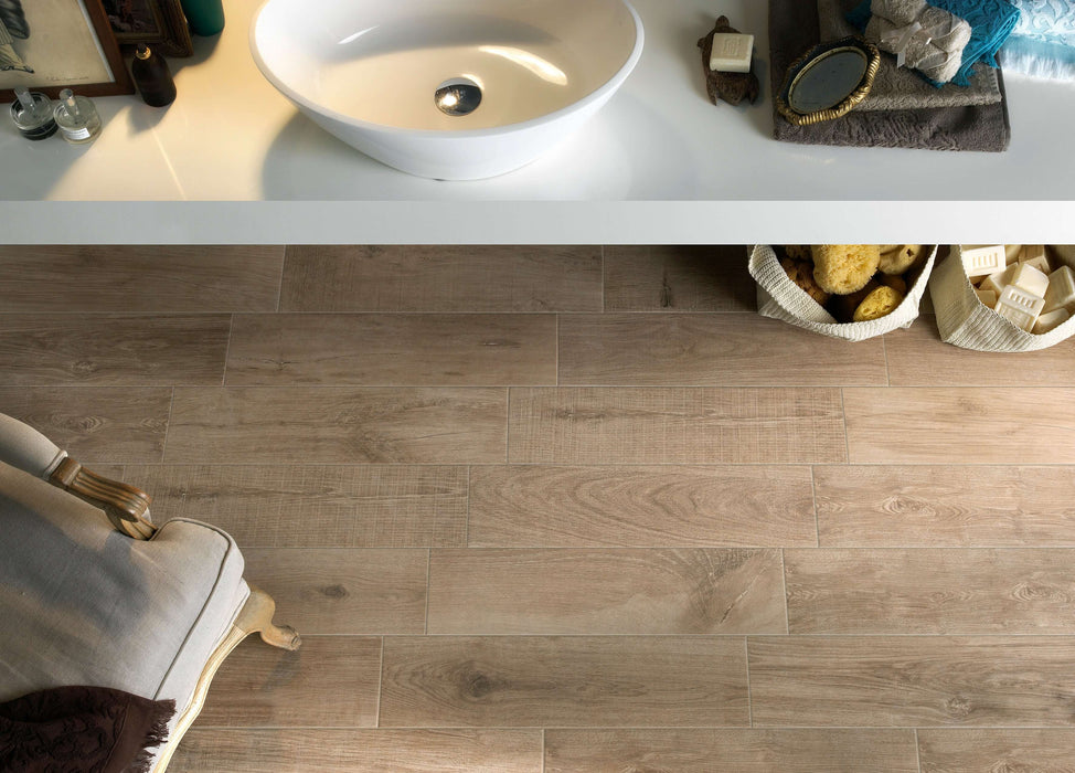 Pure wood almond matt porcelain 150x600x9mm TILEJOB