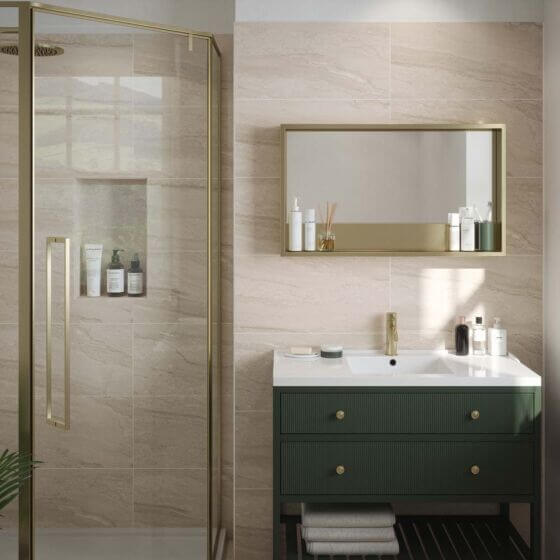 Travertine Beige Gloss Ceramic Wall 30x60cm All tiles Tilejob