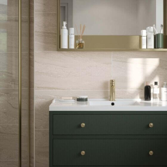 Travertine Beige Gloss Ceramic Wall 30x60cm All tiles Tilejob