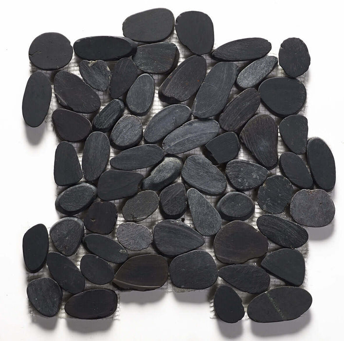 Riverstone Black Flat Cut Pebble Mosaic 305x305mm All tiles TILEJOB