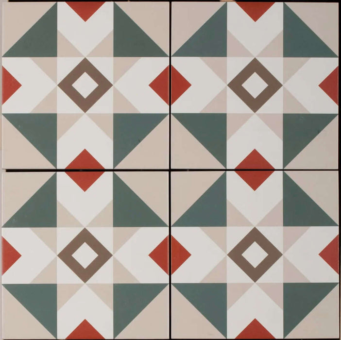 Geometry red matt porcelain 200x200mmx9mm TILEJOB