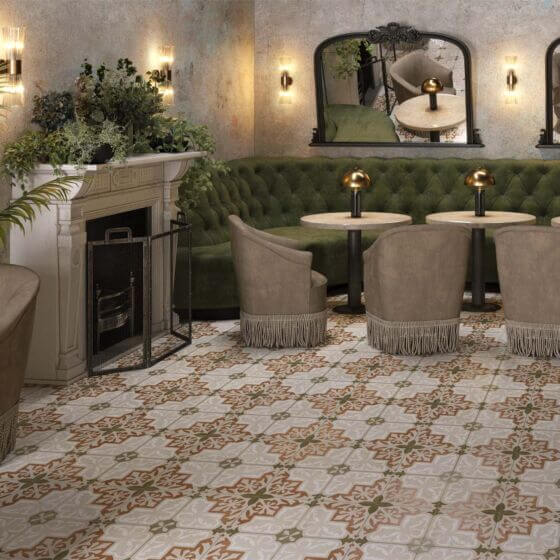 Livada red vitrified ceramic tiles cut sample TILEJOB.CO.UK