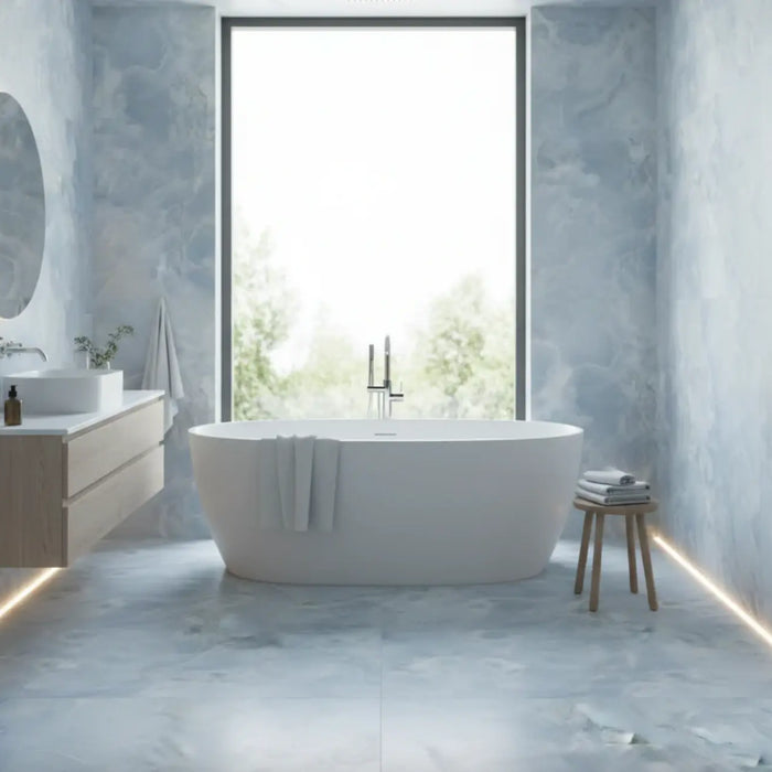 Blue marble tiles