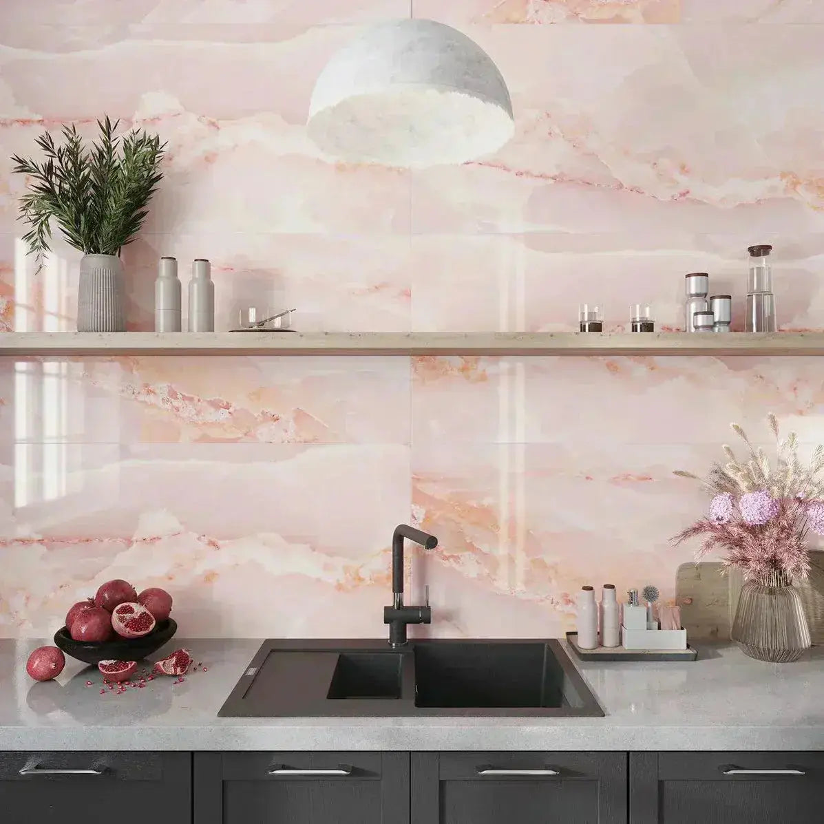 Pink bathroom and kitchen tiles ideas