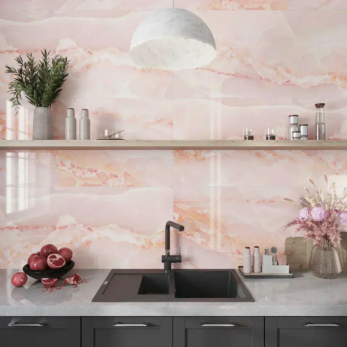 Pink bathroom and kitchen tiles ideas