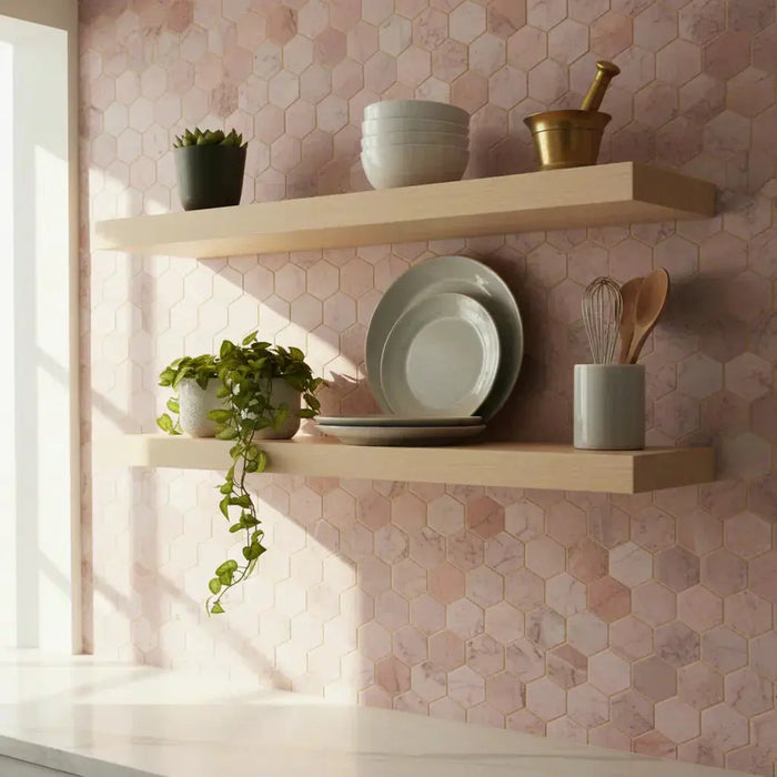 Pink marble tiles