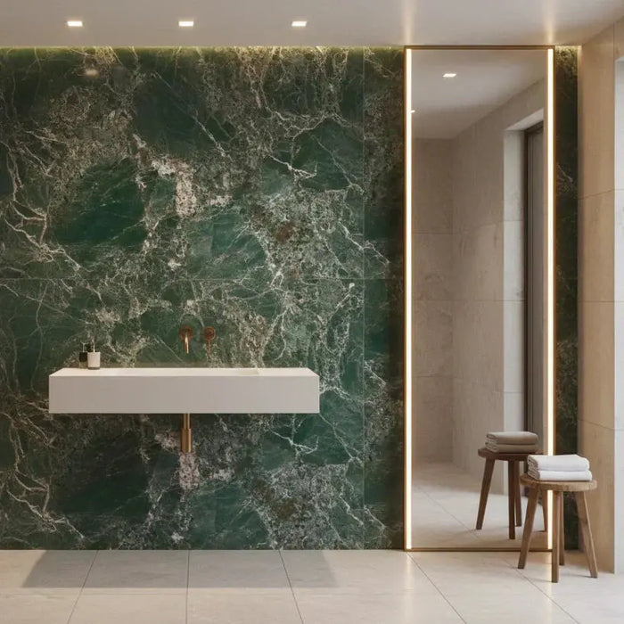 Green marble tiles