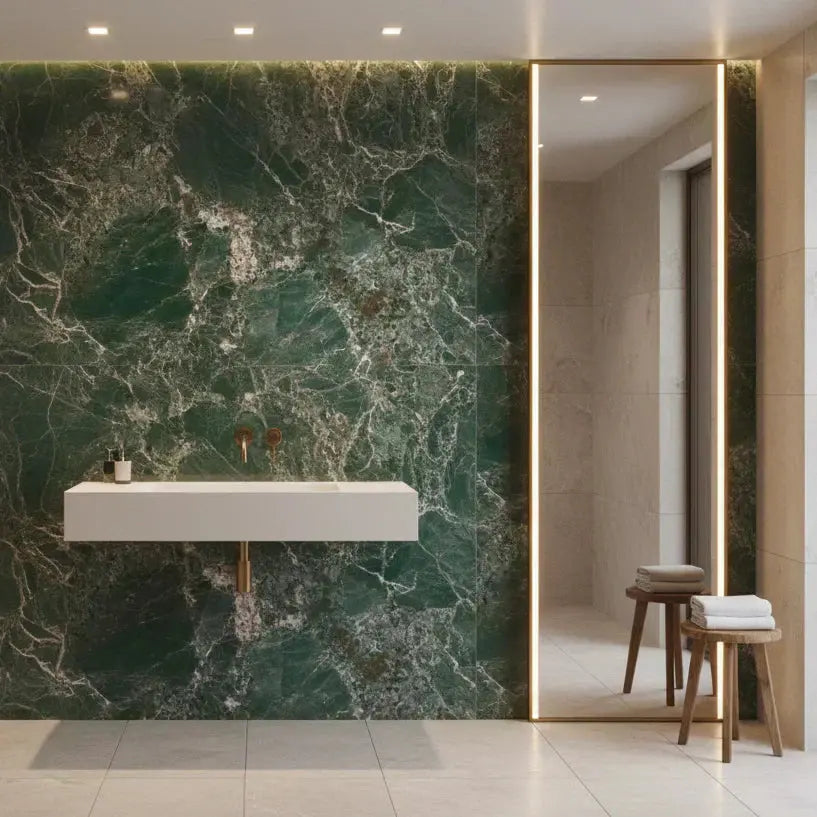 Green marble tiles