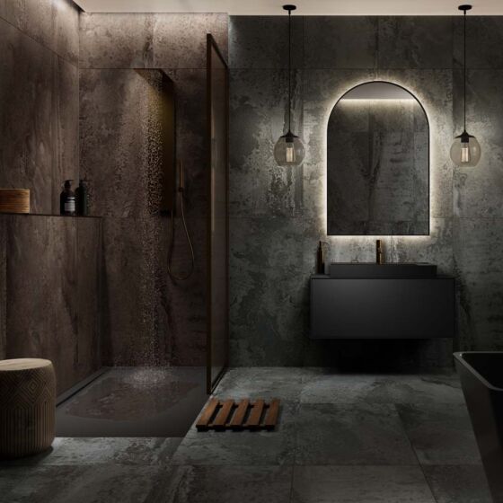 Metallic bathroom tiles
