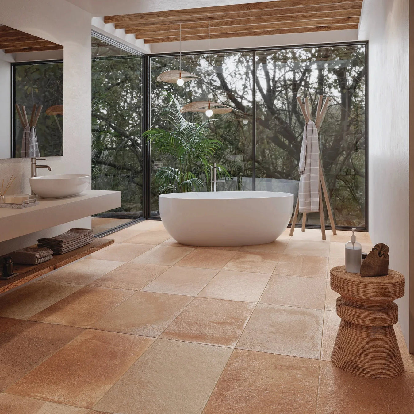 Terracotta Floor Tiles in a bathroom