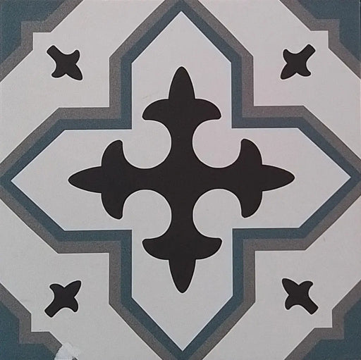 Geometry blue matt porcelain cut sample TILEJOB.CO.UK