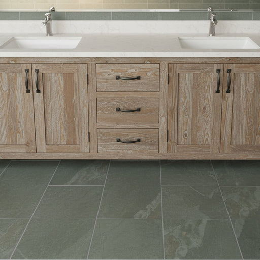 Burbank Storm Green Grey Stone Effect Porcelain Wall and Floor Tiles 600x400mm