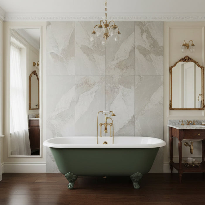 Burbank Storm Light Grey Stone Effect Porcelain Wall and Floor Tiles 600x400mm