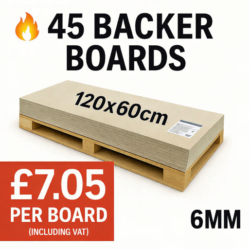 Pro-Backer Fibre Cement Backer Board 60x120cm, 6mm, 45 boards pallet deal