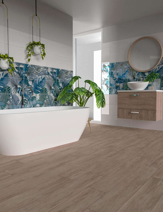 Botanical Forest Blue ceramic tiles 25x75cm All tiles TILEJOB.CO.UK