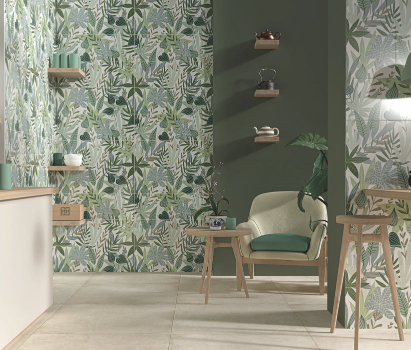 Botanical Green Savage ceramic tiles 25x75cm All tiles TILEJOB.CO.UK