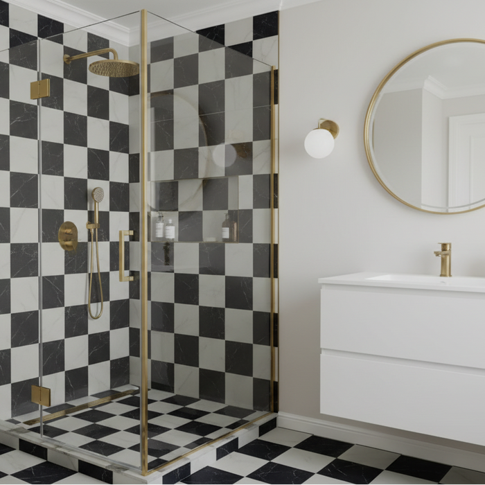 Charming Black Classic Marble effect tiles 30x30cm