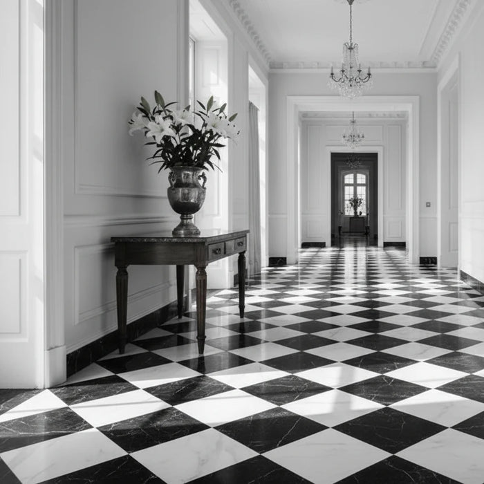 Charming White Classic Marble effect tiles 30x30cm