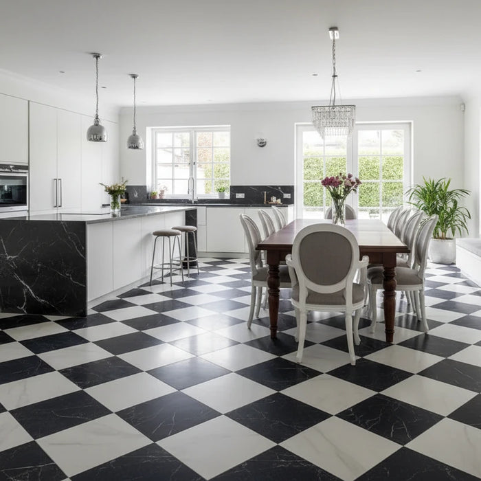Charming White Classic Marble effect tiles 30x30cm