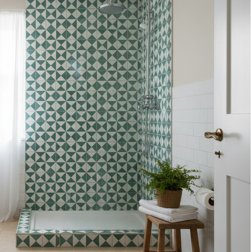 Craft green pattern tiles 22x22cm