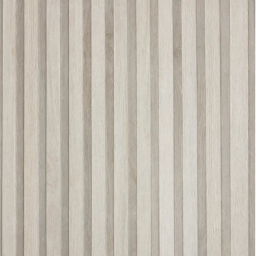 A rectangular panel featuring vertical light beige and gray wood-grain stripes, shown against a plain white background.